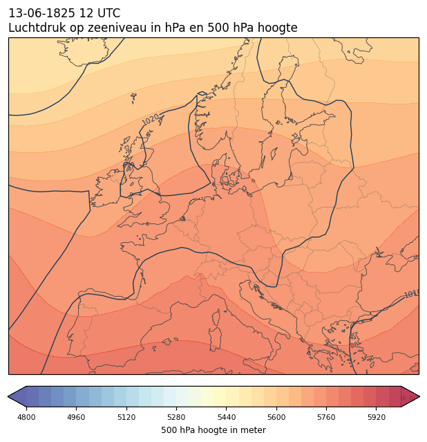 Weerkaart van 13 juni 1825 om 12 UTC