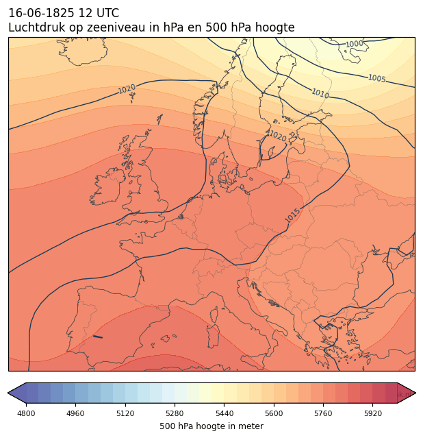 Weerkaart van 16 juni 1825 om 12 UTC