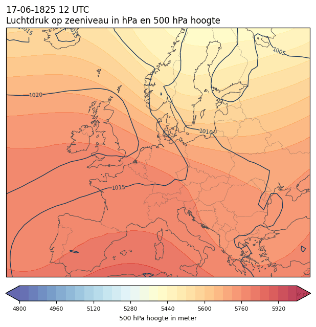 Weerkaart van 17 juni 1825 om 12 UTC