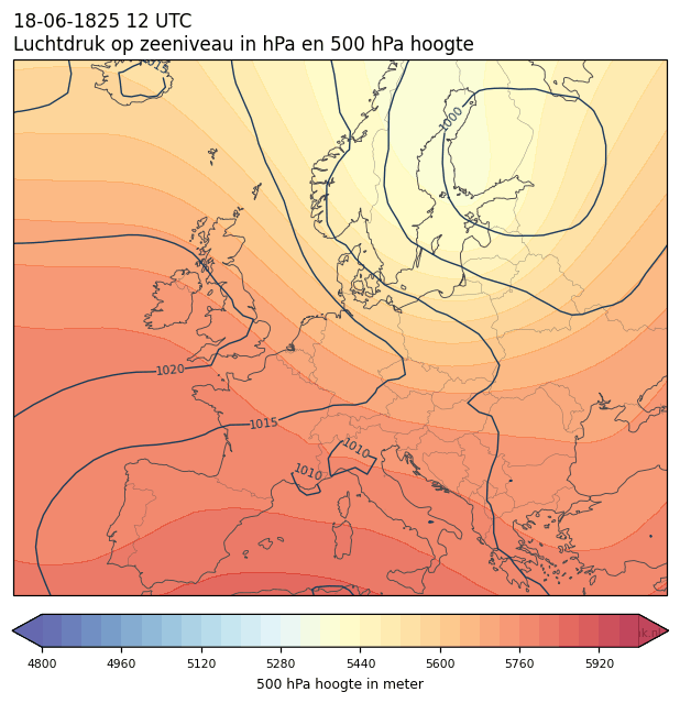 Weerkaart van 18 juni 1825 om 12 UTC