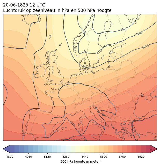 Weerkaart van 20 juni 1825 om 12 UTC