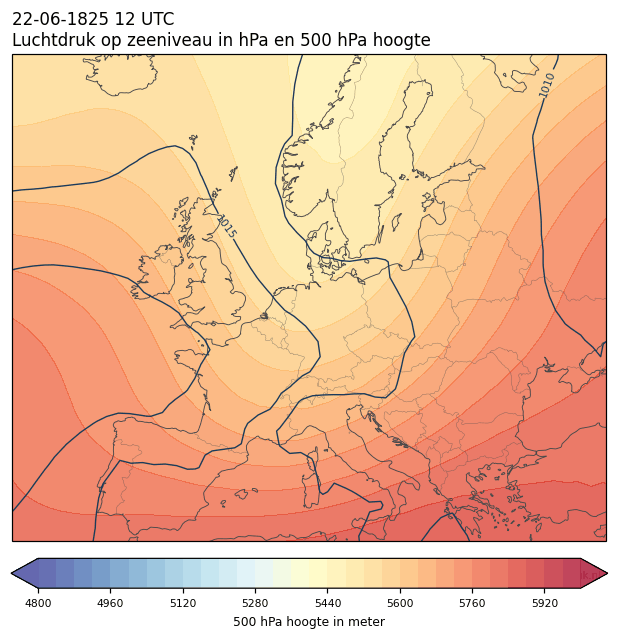 Weerkaart van 22 juni 1825 om 12 UTC