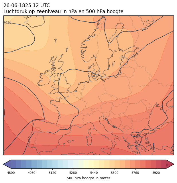 Weerkaart van 26 juni 1825 om 12 UTC