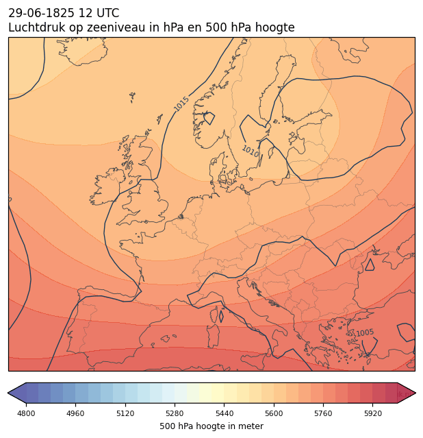Weerkaart van 29 juni 1825 om 12 UTC