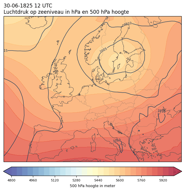 Weerkaart van 30 juni 1825 om 12 UTC