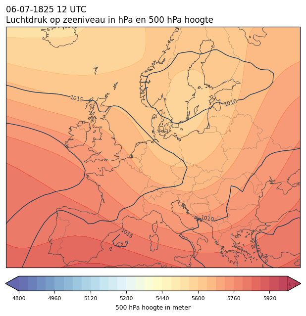 Weerkaart van 6 juli 1825 om 12 UTC