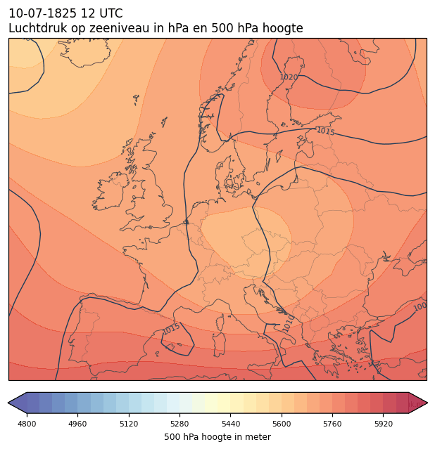 Weerkaart van 10 juli 1825 om 12 UTC