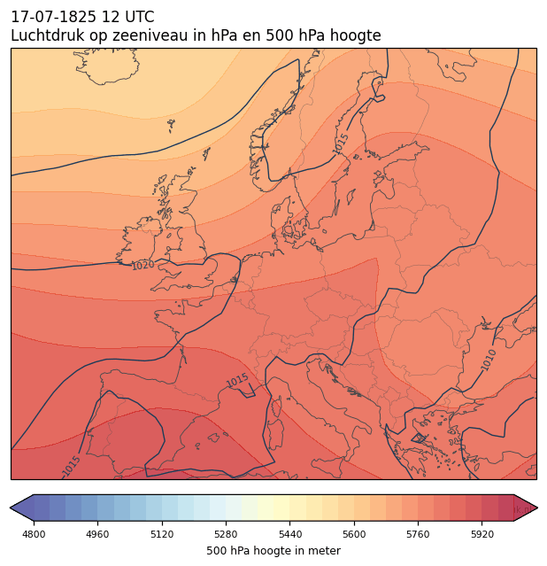 Weerkaart van 17 juli 1825 om 12 UTC