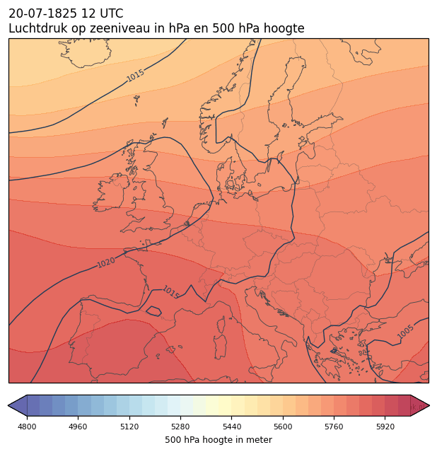 Weerkaart van 20 juli 1825 om 12 UTC