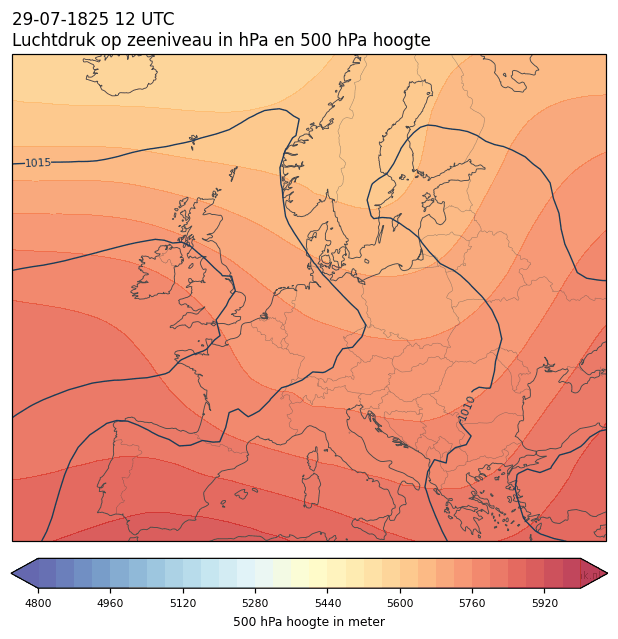 Weerkaart van 29 juli 1825 om 12 UTC