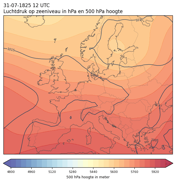 Weerkaart van 31 juli 1825 om 12 UTC