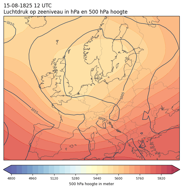 Weerkaart van 15 augustus 1825 om 12 UTC