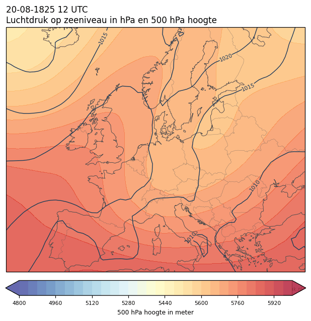Weerkaart van 20 augustus 1825 om 12 UTC