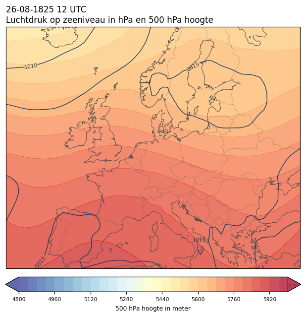 Weerkaart van 26 augustus 1825 om 12 UTC