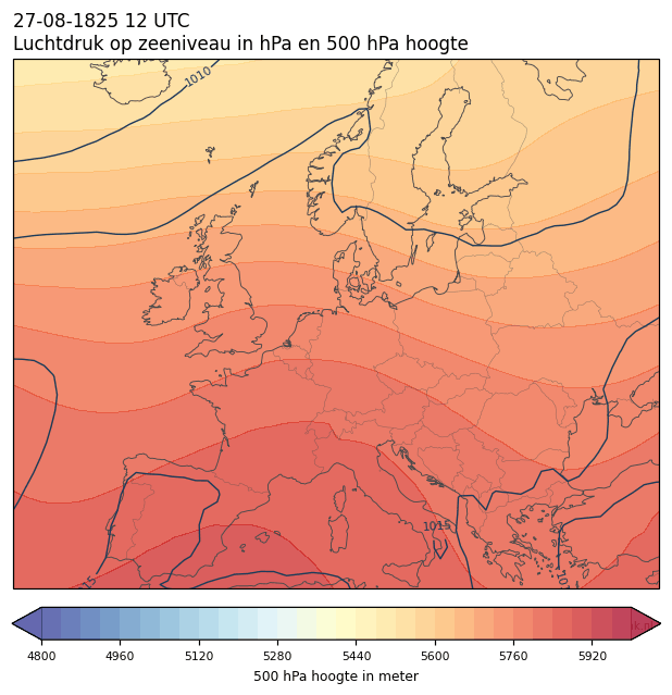 Weerkaart van 27 augustus 1825 om 12 UTC