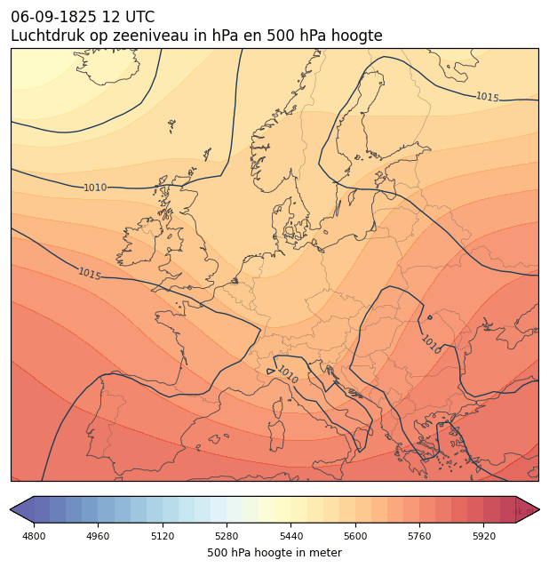 Weerkaart van 6 september 1825 om 12 UTC
