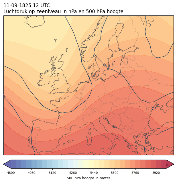 Weerkaart van 11 september 1825 om 12 UTC