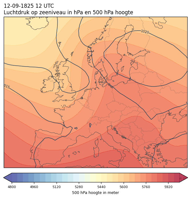 Weerkaart van 12 september 1825 om 12 UTC