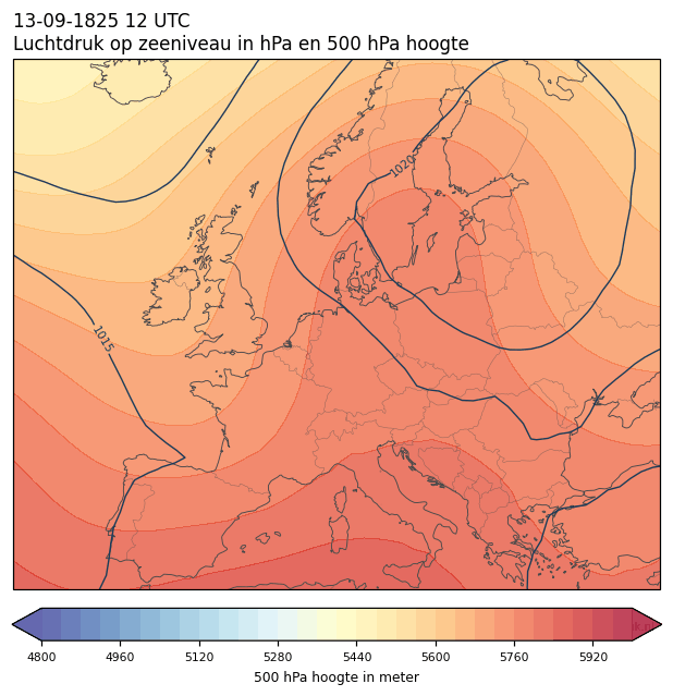 Weerkaart van 13 september 1825 om 12 UTC