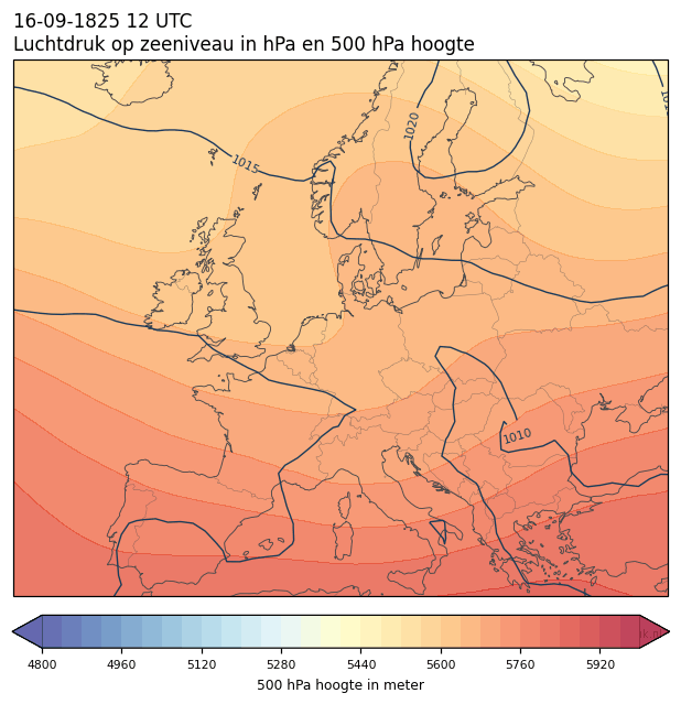 Weerkaart van 16 september 1825 om 12 UTC