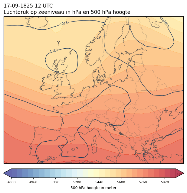 Weerkaart van 17 september 1825 om 12 UTC