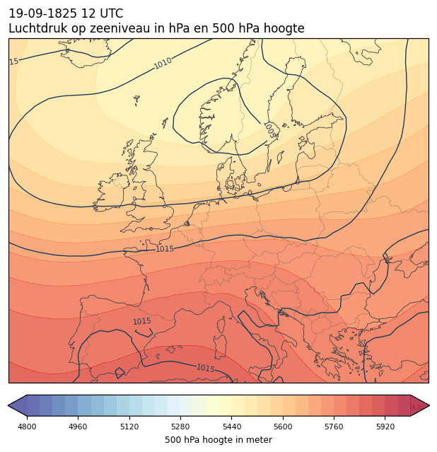 Weerkaart van 19 september 1825 om 12 UTC