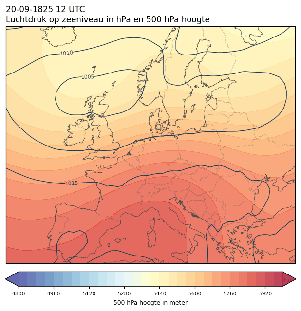 Weerkaart van 20 september 1825 om 12 UTC