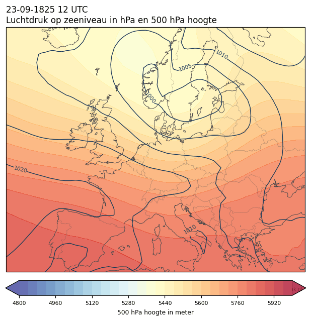 Weerkaart van 23 september 1825 om 12 UTC