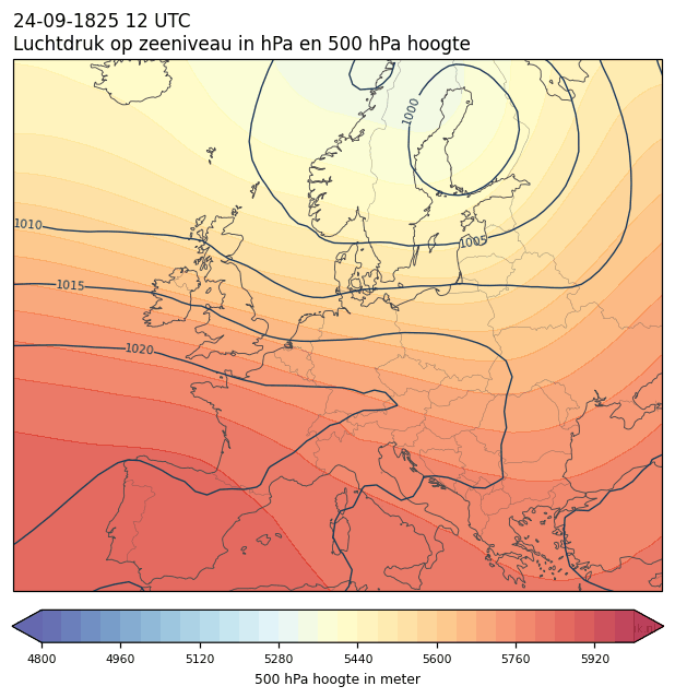 Weerkaart van 24 september 1825 om 12 UTC