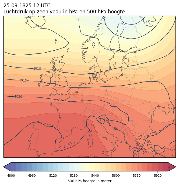 Weerkaart van 25 september 1825 om 12 UTC