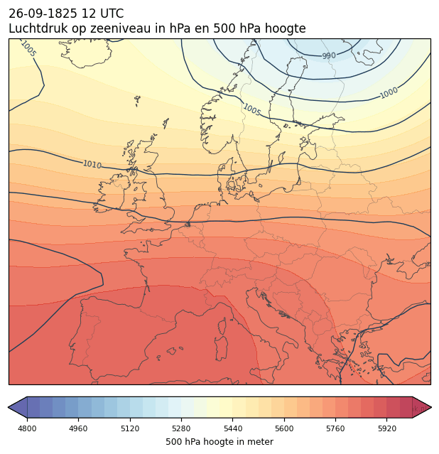 Weerkaart van 26 september 1825 om 12 UTC