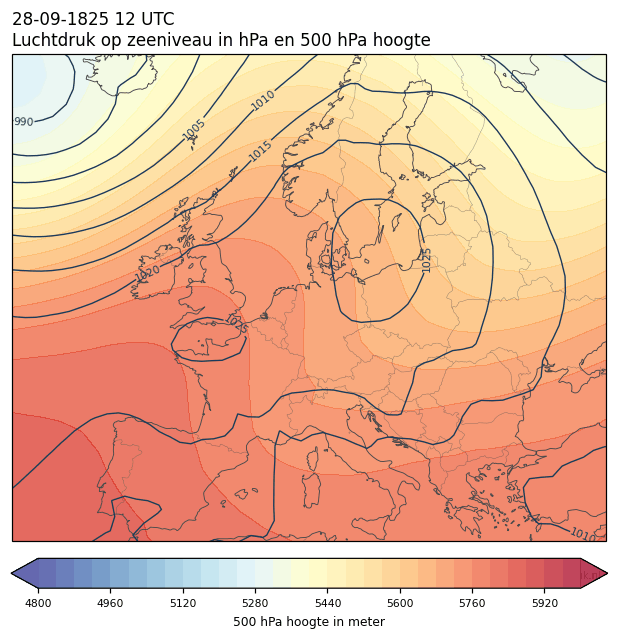 Weerkaart van 28 september 1825 om 12 UTC