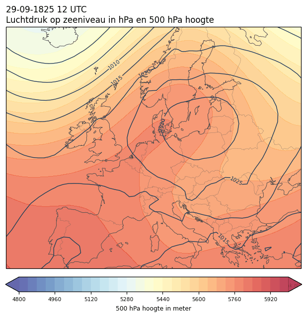Weerkaart van 29 september 1825 om 12 UTC