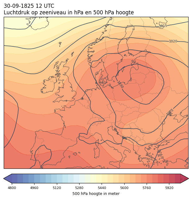 Weerkaart van 30 september 1825 om 12 UTC