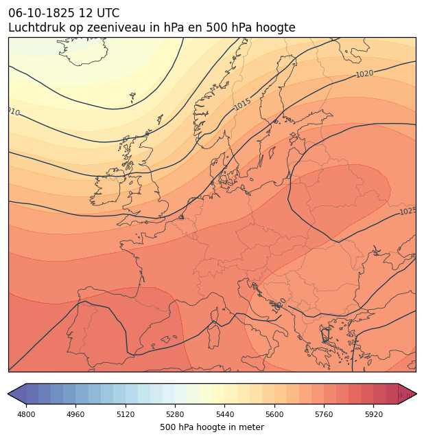 Weerkaart van 6 oktober 1825 om 12 UTC