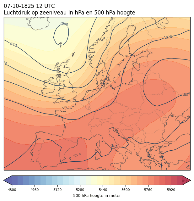 Weerkaart van 7 oktober 1825 om 12 UTC