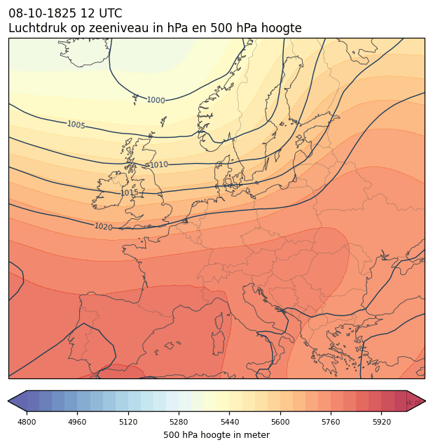 Weerkaart van 8 oktober 1825 om 12 UTC