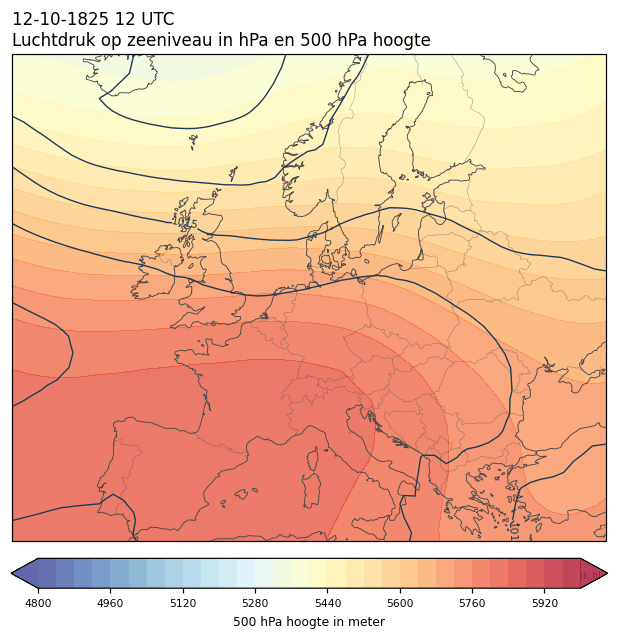 Weerkaart van 12 oktober 1825 om 12 UTC