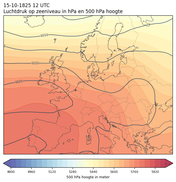 Weerkaart van 15 oktober 1825 om 12 UTC