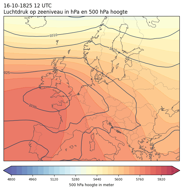 Weerkaart van 16 oktober 1825 om 12 UTC