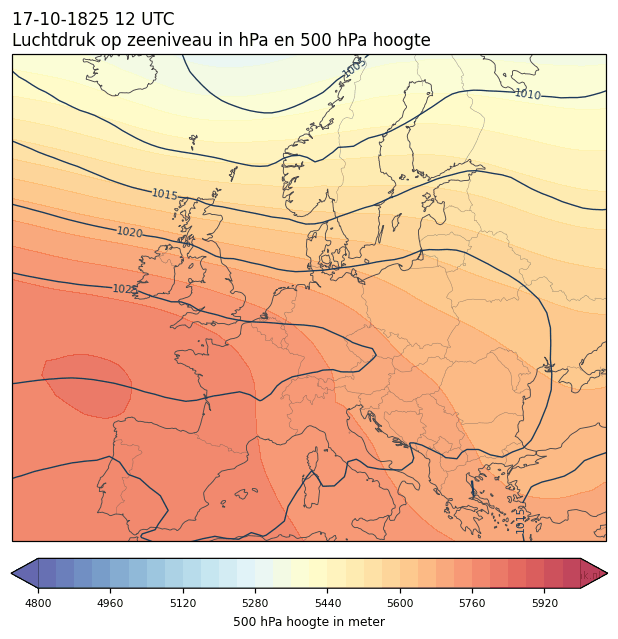 Weerkaart van 17 oktober 1825 om 12 UTC