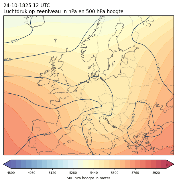 Weerkaart van 24 oktober 1825 om 12 UTC