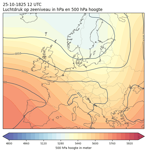 Weerkaart van 25 oktober 1825 om 12 UTC