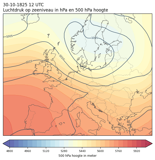 Weerkaart van 30 oktober 1825 om 12 UTC