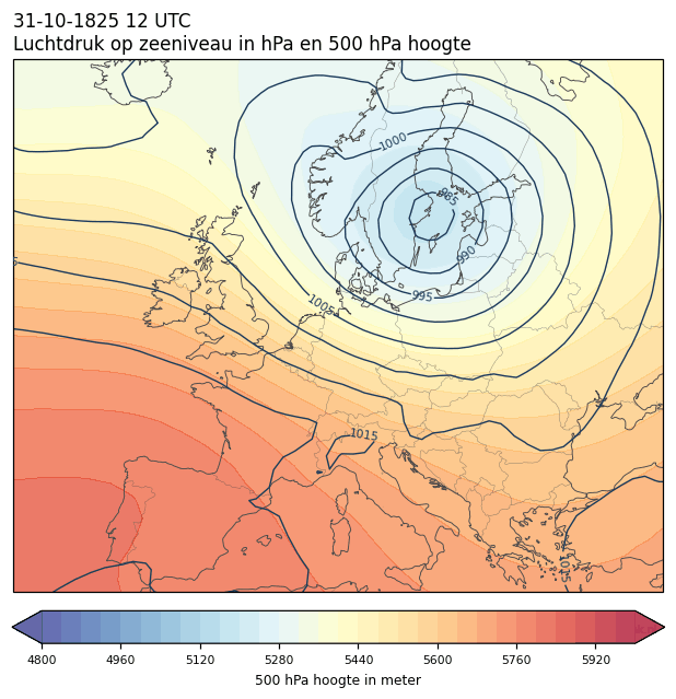 Weerkaart van 31 oktober 1825 om 12 UTC