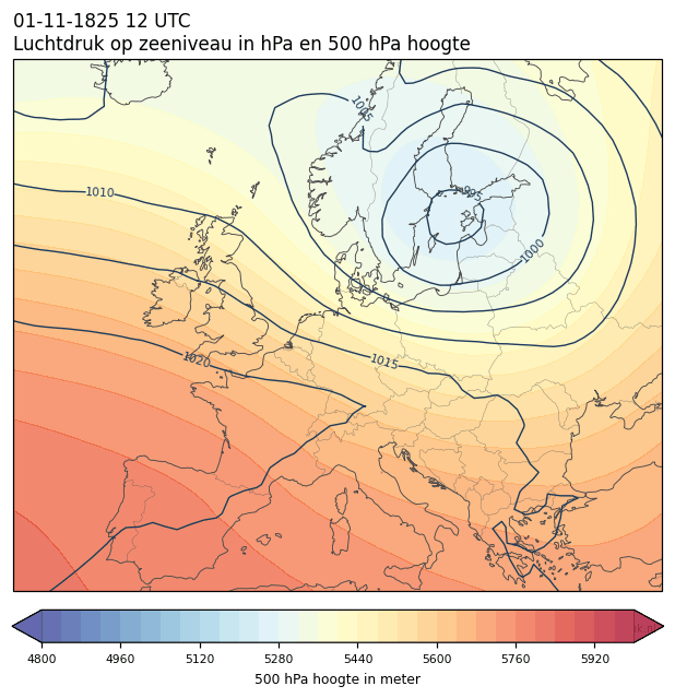 Weerkaart van 1 november 1825 om 12 UTC