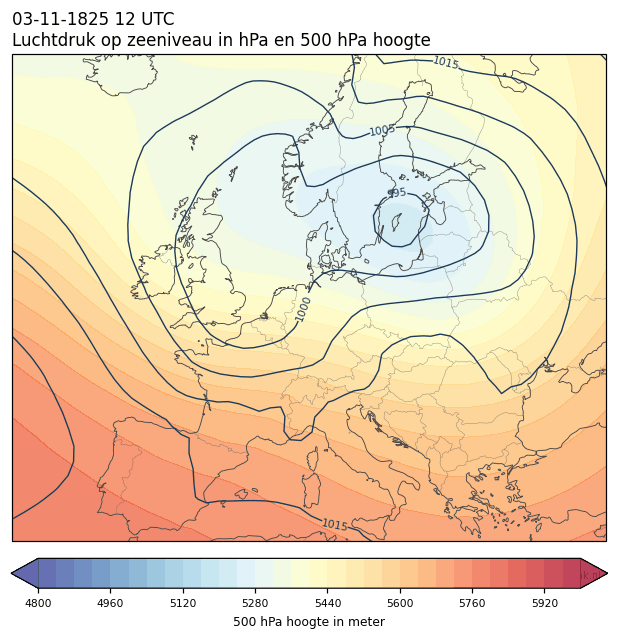 Weerkaart van 3 november 1825 om 12 UTC