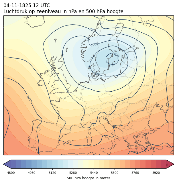 Weerkaart van 4 november 1825 om 12 UTC