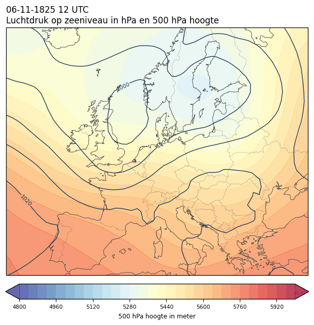 Weerkaart van 6 november 1825 om 12 UTC