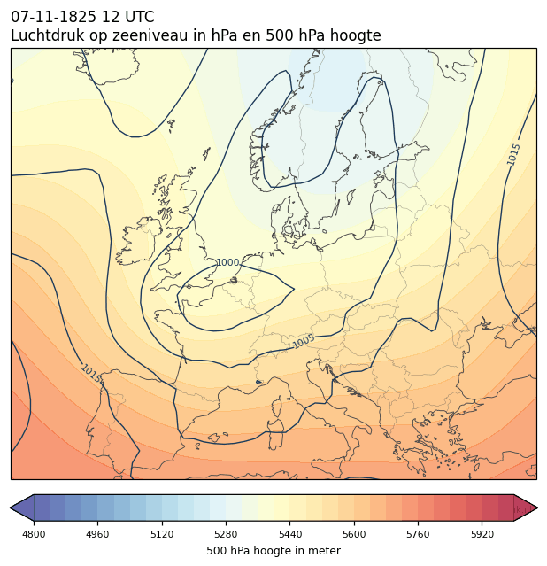 Weerkaart van 7 november 1825 om 12 UTC